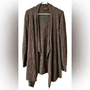 Barefoot Dreams Cardigan Sweater Womens L / XL Brown Open Front Bamboo Chic Lite